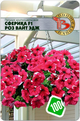 Петуния Сферика Роз вайт эдж F1 (биотехника) 10шт