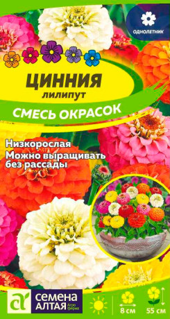 Цинния лилипут Смесь окрасок (семена Алтая) 0,3гр